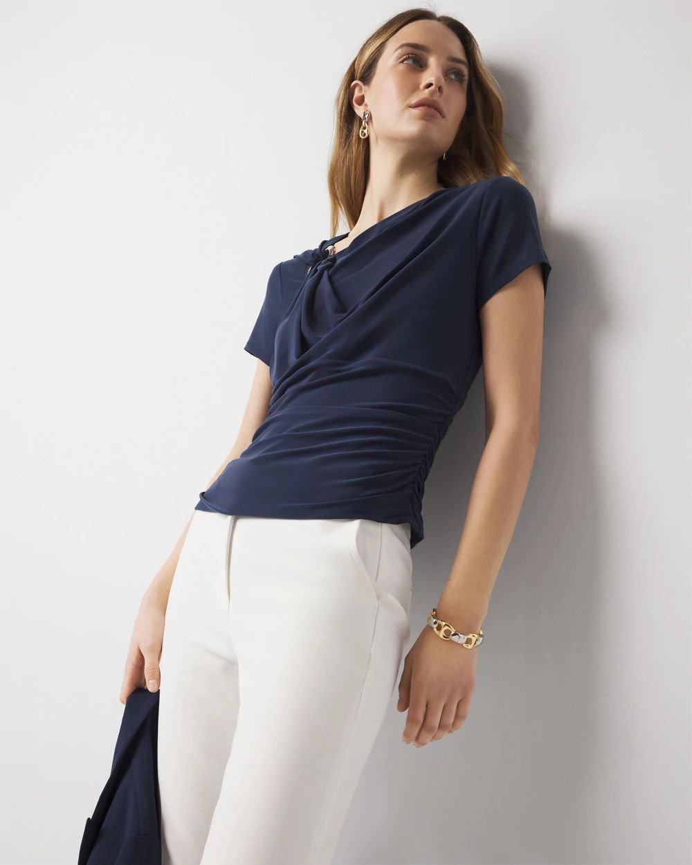 Shoulder Detail Draped Top | White House Black Market